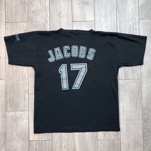 Florida Marlins #17 Mike Jacobs Jersey Black Men's Size XL Miami Park Antony